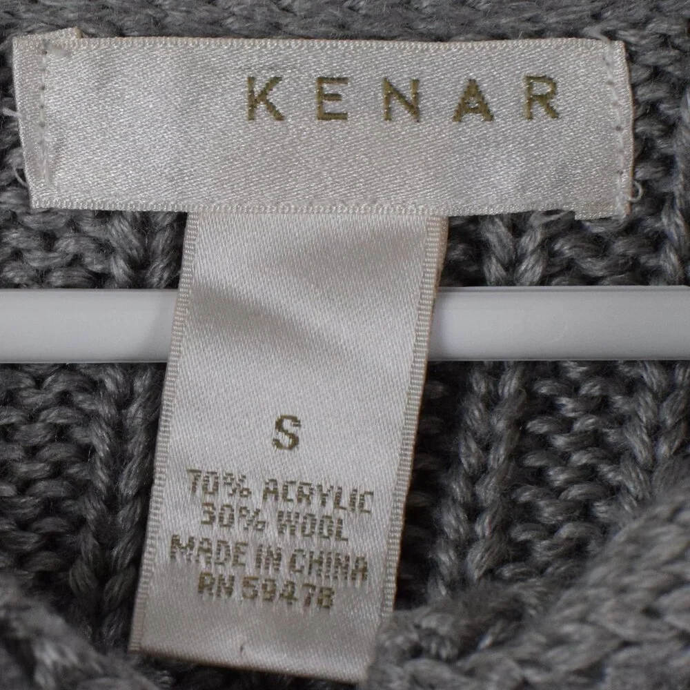 Kenar Wool Blend Grey Asymmetrical Neck Long Button Cardigan Sweater Winter Fall - Picture 13 of 13
